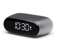 Lexon Réveil Minut – Mini ultra-compact, commande tactile, batterie rechargeable – Gris et noir