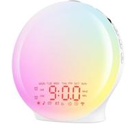 Réveil Lumière Bluetooth,Radio Eveil Matin Lumineux Lampe de Chevet 20 Niveaux de Luminosité Simulateur d'Aube et Crépuscule