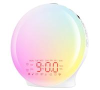 Réveil Lumière Bluetooth,Radio Eveil Matin Lumineux Lampe de Chevet 20 Niveaux de Luminosité Simulateur d'Aube et Crépuscule 2 Réveils 22 Sons Naturels Fonction Snooze 17 Couleurs Veilleuse Enfant