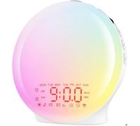 Réveil Lumière Bluetooth & Radio - Simulateur Aube/Crépuscule, 20 Niv. Lumière - Veilleuse 17C, 22 Sons Naturels, 2 Alarmes Snooze