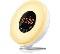 Réveil Lumière, GLIME Lampe Réveil Veilleuse Lumière RGB LED Câble USB Tactile Contrôle Multi-Mode Sunrise/Sunset/Snooze/Radio FM