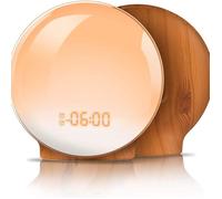 Réveil Lumière Naturelle Simulation Lever Coucher de Soleil LED Horloge Radio FM Veilleuse 7 Couleurs Lampe de Chevet Atmosphère