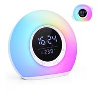 Réveil lumineux avec haut-parleur, entraînement au sommeil, luminosité réglable et lumières RVB, réveil