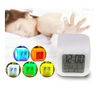 Réveil Lumineux LED avec Calendrier, Heure & Affichage de la température Réveil Cube avec Affichage