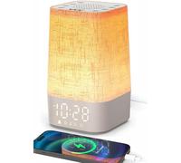 Réveil Lumineux Simulateur d'Aube,Machine à Bruit Blanc avec Veilleuse 2 Couleurs,Lampe de Réveil avec 30 Sons Apaisants,Minuteur,Reveil Matin Lampe de Chevet à Intensité Variable pour Enfants Adultes