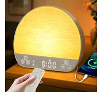 Réveil Lumineux Simulateur d'Aube, Reveil Matin Lampe de Chevet 2 Réveils | 37 Sons, Minuteur, Snooze, Bluetooth, 20 Niveaux de Luminosité, 15 Couleurs Réveil Veilleuse avec Télécommande Enfant Adulte