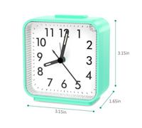 Réveil Matin, Réveils Analogiques à Quartz Numérique 3D, Petite Réveil Silencieux sans Tic-Tac, Veilleuse et Snooze - Vert