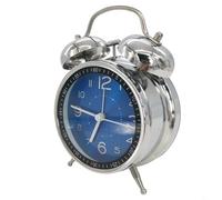 Réveil mécanique à double cloche en métal avec veilleuse pour les dormeurs lourds, les enfants et les chambres à coucher, alimenté par piles, sans tic-tac, fonctionnement silencieux, orange, bleu