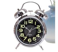 Réveil mécanique - Minuterie silencieuse rétro à remonter, affichage phosphorescent | Horloge analogique compacte de 7,6 cm pour chambre à coucher, chevet, chambre d'enfant, personnes âgées, voyage