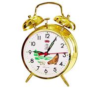 réveil mécanique Motif Poule métal doré Horloge Cadeau Manuel Cadran 10 cm