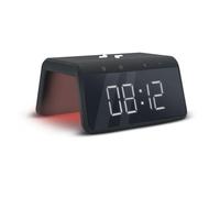 mooov 477358 Réveil Midnight avec Chargeur Induction 15W Téléphone (Recharge sans Fil) - Simulation Aube Lumineux - Ecran Digital Horloge - Port USB-A - Noir
