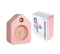 Réveil mini maison Fisura - analogique sans tic-tac, rose, portable 9,7×7,3×4,5 cm