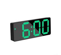 Réveil miroir à affichage numérique avec fonction de température et veilleuse, format 12/24h, USB, alimenté par piles pour chambre à coucher, voyage, usage domestique (vert)