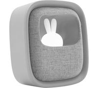 MOB - MOBILITY ON BOARD Réveil et Veilleuse pour Enfant Billy Clock - Motif Lapin - Face Avant Tissu - Cadre Plastique Soft-Touch - Programmation de la Date, de l'Heure et de 3 Alarmes (Gris)