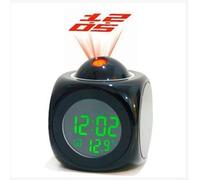 Réveil multifonction à LED avec angle réglable, voix et annonce, fonction répétition, affichage 12/24 heures, USB ou batterie (noir)