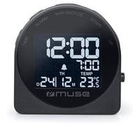 Muse Réveil de voyage M-09 C – Affichage LCD rétroéclairé, alarme unique, répétition, sieste – Noir