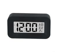 Réveil numérique, 1 lot de 1 écran LCD avec calendrier et thermomètre ambiant, réveil progressif pour bureau, maison, voyage (noir)