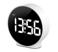 Réveil numérique 4 pouces LED horloges électroniques luminosité réglable 3 niveaux de luminosité multifonction innovant affichage de l'heure 12/24h police couleur pour enfants (Boîtier blanc, police