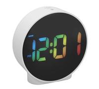 Réveil numérique 4 pouces LED horloges électroniques luminosité réglable 3 niveaux de luminosité multifonction innovant affichage de l'heure 12/24h police couleur pour enfants (Boîtier blanc, police