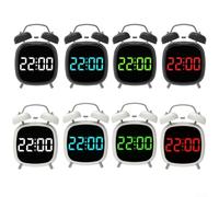 Réveil numérique à double cloche avec écran LED de 10,2 cm - Fonctionnement silencieux sans tic-tac - Sonnerie mécanique de 70 dB pour les personnes qui dorment lourdement - Alimentation USB ou