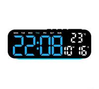 Réveil numérique à grand chiffre, affichage de la date, du jour, de l'heure, de la température, 4 niveaux, 7 couleurs, lumière ambiante, double chargeur USB pour les adolescents dormeurs lourds (A)