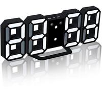 Réveil Numérique à LED 3D, Horloge Murale, Horloge Numérique, Lampe De Nuit, Lampe De Nuit, Fonction Snooze pour Bureau De Chambre à Coucher, Black-White