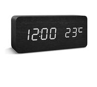 Réveil numérique à LED avec Connexion de Chargement USB, Affichage à Grands Chiffres, luminosité réglable, réveil, Calendrier, Horloge de Table - Noir