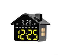 Réveil numérique à LED en forme de maison avec veilleuse, 4 niveaux de luminosité, affichage de la date et de la température, compte à rebours pour chambre à coucher, chambre d'enfant, salle d'étude