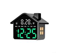 Réveil numérique à LED en forme de maison avec veilleuse, 4 niveaux de luminosité, affichage de la date et de la température, compte à rebours pour chambre à coucher, chambre d'enfant, salle d'étude
