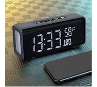 Réveil numérique à miroir avec haut-parleur Bluetooth CALDION - Double réveil - Radio FM - Thermomètre - Noir