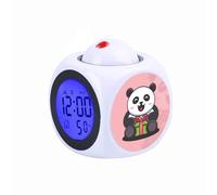 Réveil numérique à projection pour enfants avec thermomètre, température et affichage de l'heure, de la date, horloge de table, cadeau mignon panda