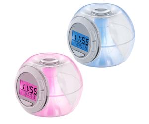 Réveil numérique affichage LED avec date température changement de couleur RGB avec 6 tons naturels, plastique transparent, H 8,5 cm, set de 2 pièces