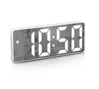 Réveil Numérique, Alarm Réveil LED avec Fonction Snooze, Luminosité réglable, ave mode jour de travail(Blanc+Police blanc)