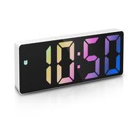 Réveil Numérique, Alarm Réveil LED avec Fonction Snooze, Luminosité réglable, ave mode jour de travail(Blanc+Police Couleur)