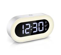 Réveil Numérique, Alarm Réveil LED avec Veilleuse, Snooze, Luminosité réglable, ave mode jour de travail (Blanc)