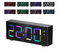 Réveil Numérique, Alarm Réveil LED, Réveil RVB avec Fonction Snooze, Luminosité et Volume réglable, Alarm jour de travail