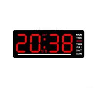 Réveil numérique avec affichage de l'horloge de chevet sans tic-tac Bureau Date Multi-usage Compact Température LED Horloge silencieuse Orange (rouge)