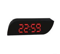 Réveil numérique avec affichage LED de l'heure et de la température, contrôle de la luminosité adaptatif et fonction snooze fiable pour un usage quotidien (noir/rouge)