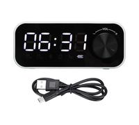 Réveil numérique avec affichage LED et bouton de volume réglable, haut-parleur Bluetooth avec caisson de basses, double alarme, batterie