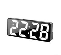 Réveil numérique avec affichage miroir LED, horloge de bureau silencieuse sans tic-tac pour salon, chambre à coucher, heure 12/24 h, date, température, fonction répétition, USB ou alimenté (noir)