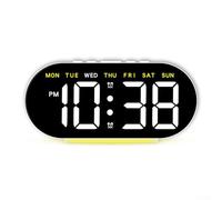 Réveil numérique avec alimentation USB, affichage de la température, de la date, de la semaine et 4 niveaux de luminosité pour une utilisation améliorée (G)