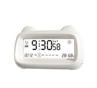 Réveil numérique avec capteur de température et d'humidité, affichage du jour de la semaine, volume d'alarme réglable, écran rétroéclairé et compte à rebours dédié pour étude ou travail (piles