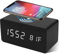 Reveil Numerique Avec Chargeur Sans Fil Led Reveil De Bureau Affichage De La Temperature, Noir - Noir