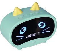 Réveil numérique avec haut-parleur, réveil chat dessin animé avec affichage de la température, double réveil, radio Bluetooth,