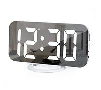 Réveil Numérique avec Miroir LED De 7", 2 Ports De Charge USB, Mode Snooze, Réglage Automatique De La Luminosité - Horloge De Bureau Facile à Programmer pour La Maison Ou Le Bureau