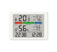 Réveil numérique avec thermomètre LCD et hygromètre, 10,5 x 7,5 x 2 cm, dos magnétique pour montage sur réfrigérateur, suivi de la température et de l'humidité max/min, utilisation intérieure (Blanc
