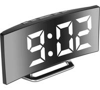 Réveil numérique - Blanc - 7'' LED Miroir - 2 Luminosités - Chargement USB - Fonction Snooze