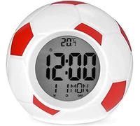 Réveil Numérique Créatif en Forme De Football Lumières LED Veilleuse Réveil Horloge De Table De Bureau pour Enfants, Red