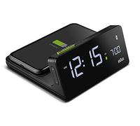 Réveil numérique de Braun avec écran LCD VA, Bloc de Charge Rapide sans Fil Qi 10W, réglage Automatique du rétro-éclairage, Configuration Rapide, Alarme sonore, en Noir, modèle BC21BEU.
