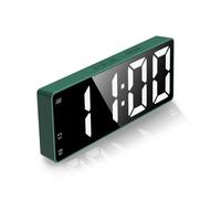 Réveil Numérique de Miroir LED, Alarm Réveil LED, 12/24H, Snooze, température en temps réel (Vert)
